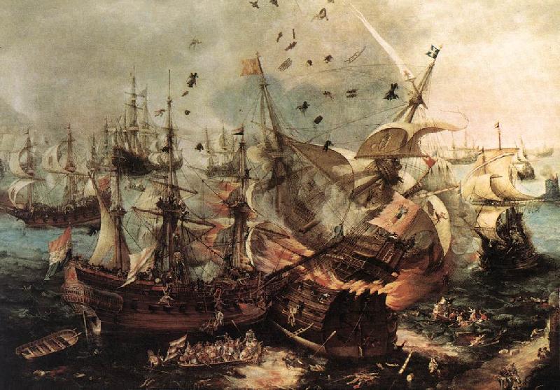 VROOM, Hendrick Cornelisz. Battle of Gibraltar qe France oil painting art
